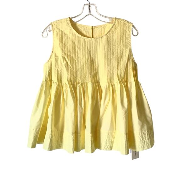 Commense Butter Yellow Cotton Sleeveless Pleated Blouse NWTs size medium - Picture 1 of 7